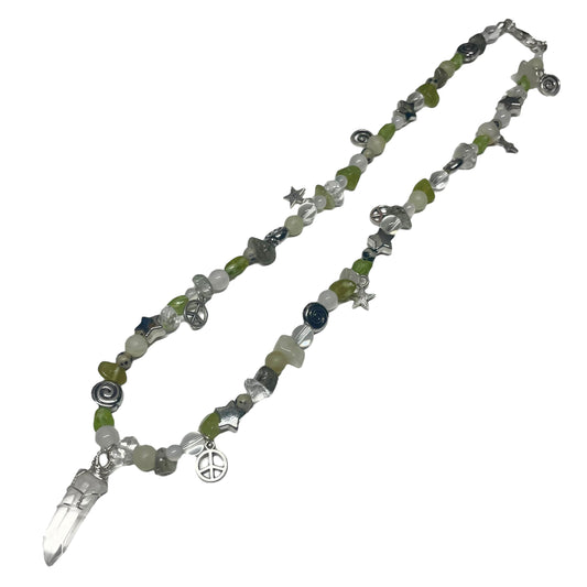 Light Green Multi-bead Crystal Necklace