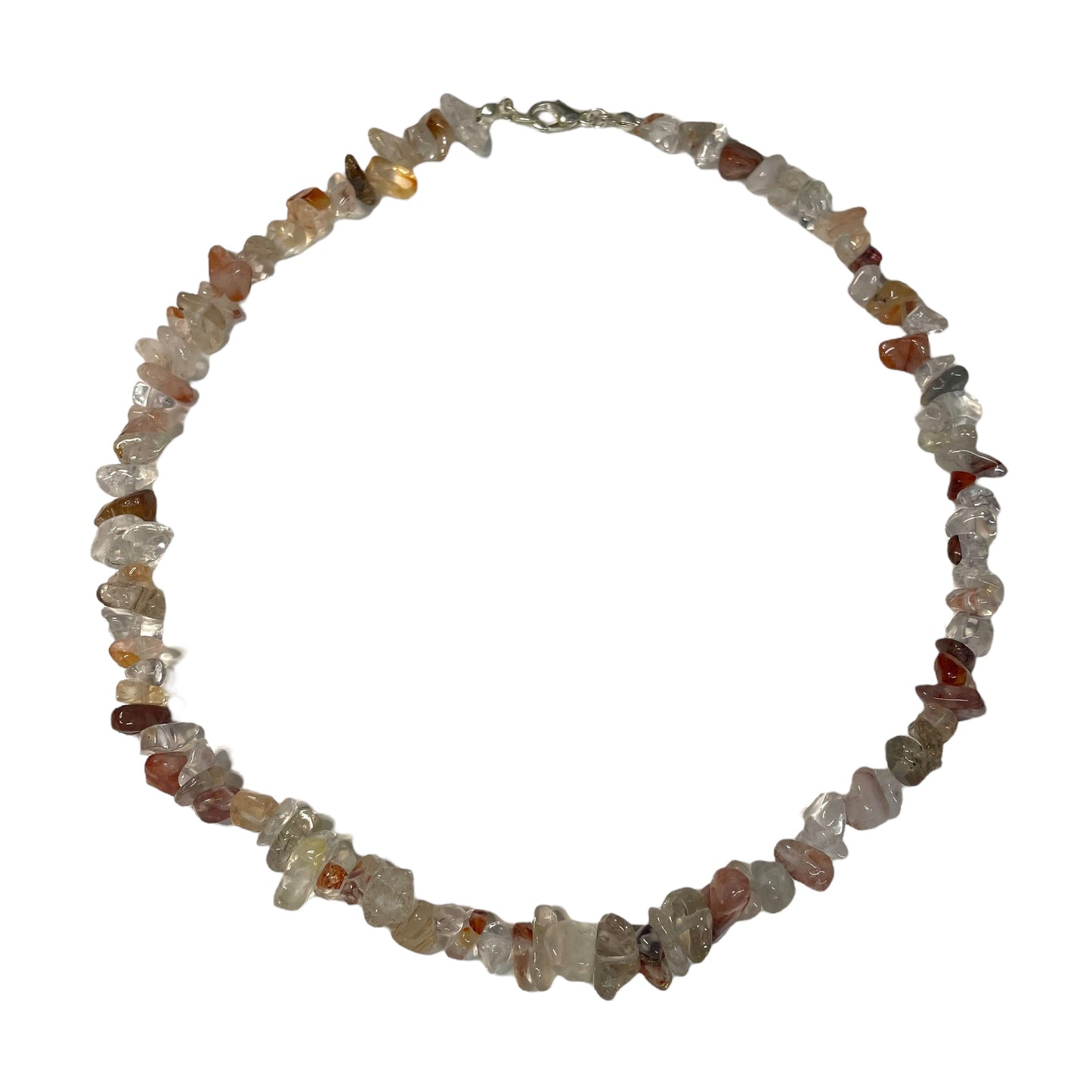 Red Hematoid Quartz Crystal Chip Necklace