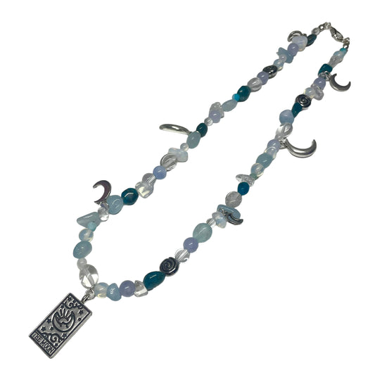 Blue Multi-bead Crystal Necklace