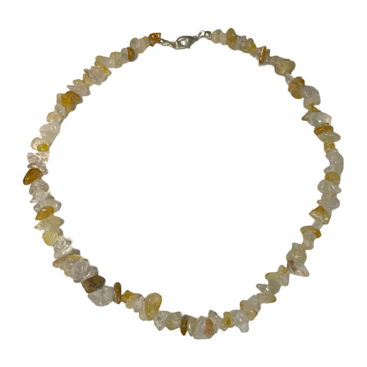 Yellow Hematoid Quartz Crystal Chip Necklace