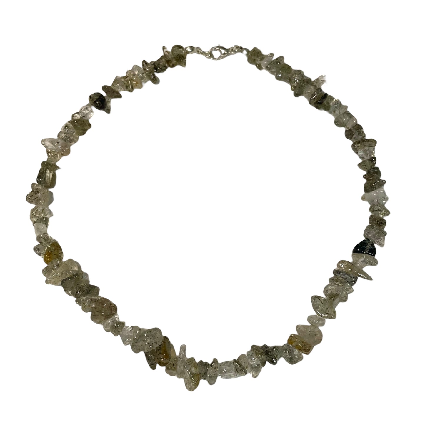 Green Rutilated Quartz Crystal Chip Necklace