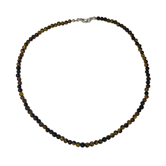 Tiger's Eye 4mm Crystal Bead Necklace