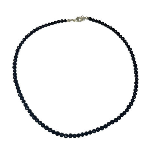 Black Agate 4mm Crystal Bead Necklace