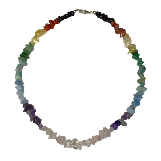 Rainbow Crystal Chip Necklace (Garnet, Carnelian, Citrine, Green Aventurine, Amazonite, Aquamarine, Amethyst, Rose Quartz, Clear Quartz)