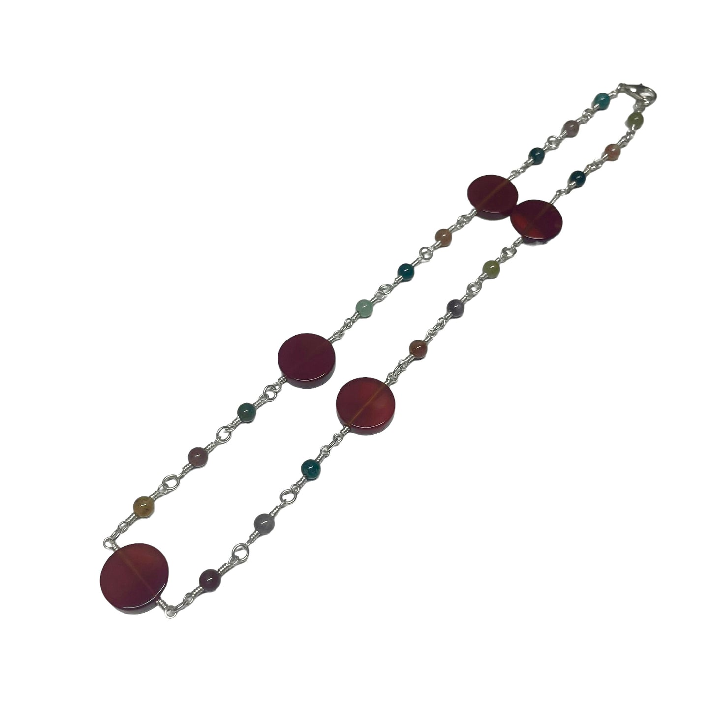 Indian Agate 4mm Crystal Bead And Carnelian Looped Necklace (Limited Edition)