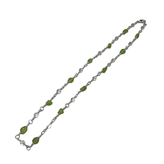 Clear Quartz 4mm Crystal Bead And Peridot Looped Necklace (Limited Edition)