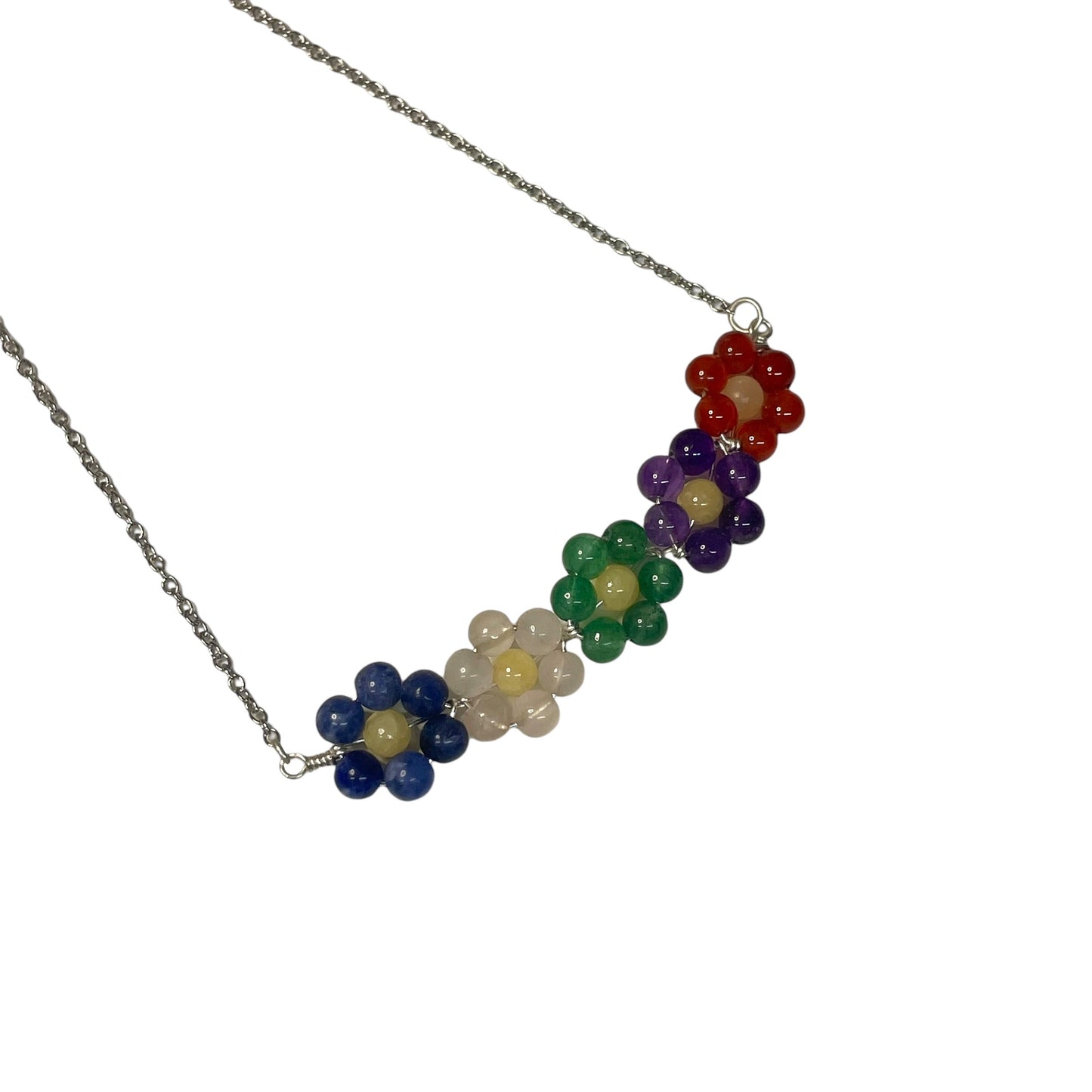 Flower Garden 4mm Crystal Bead On Chain Necklace