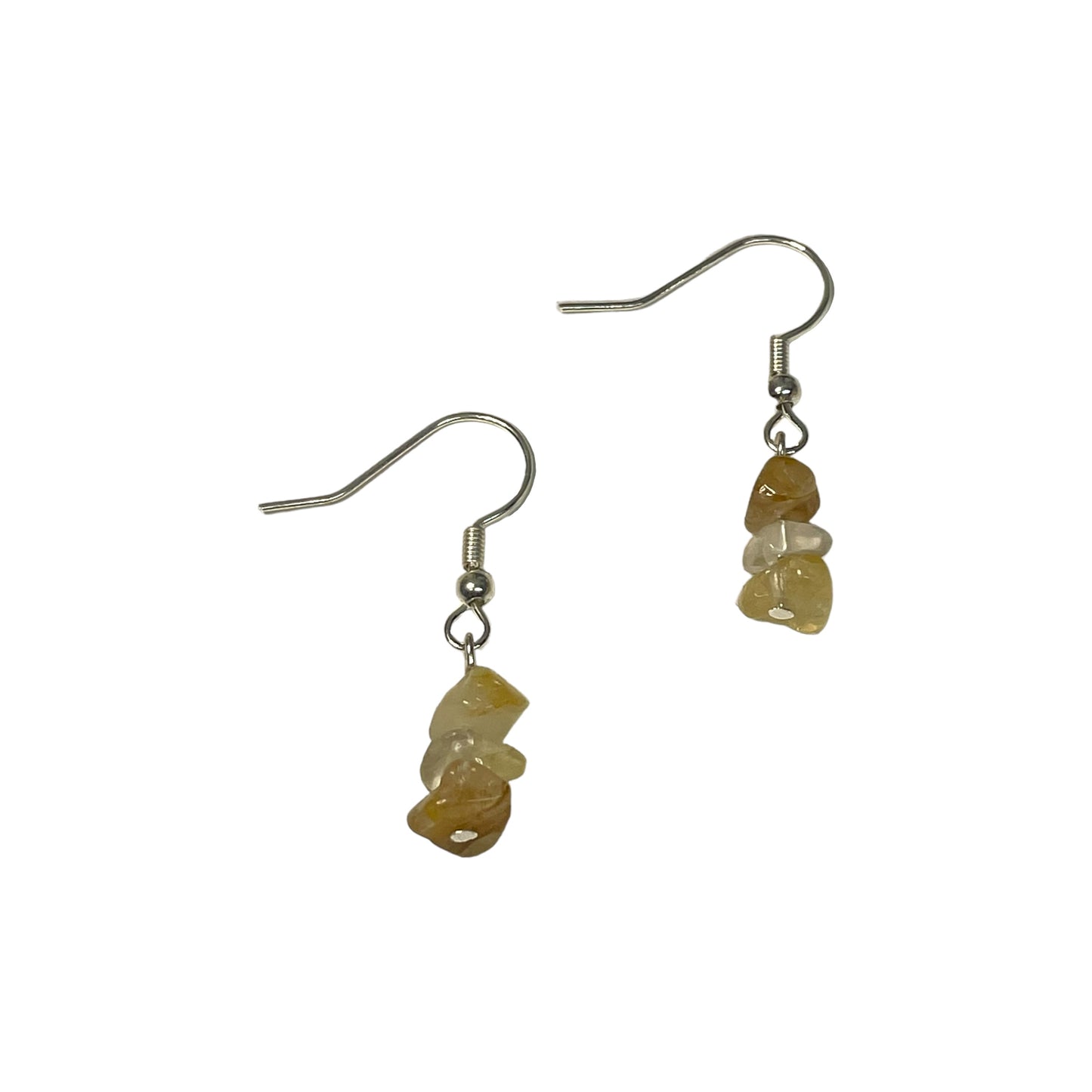 Yellow Hematoid Quartz Stacked Crystal Chip Earrings