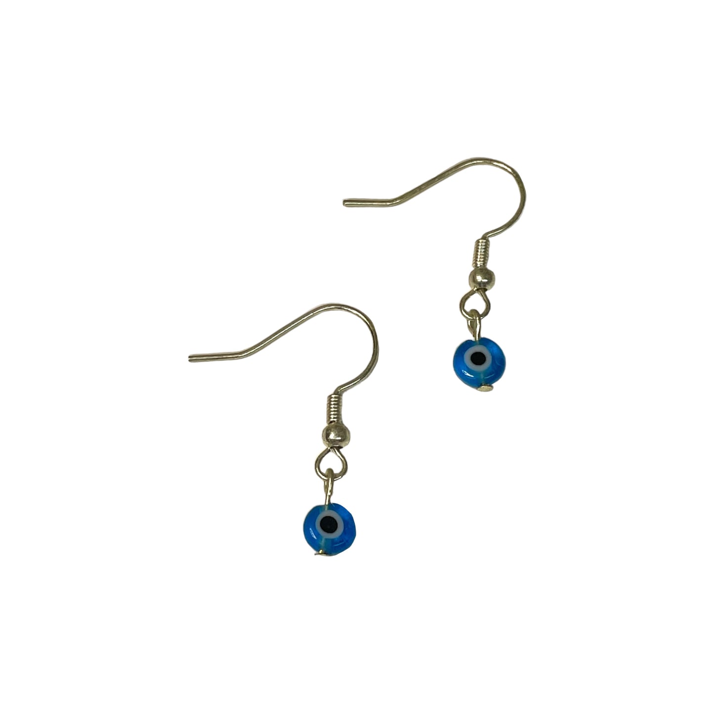 Light Blue Evil Eye 6mm Bead Earrings