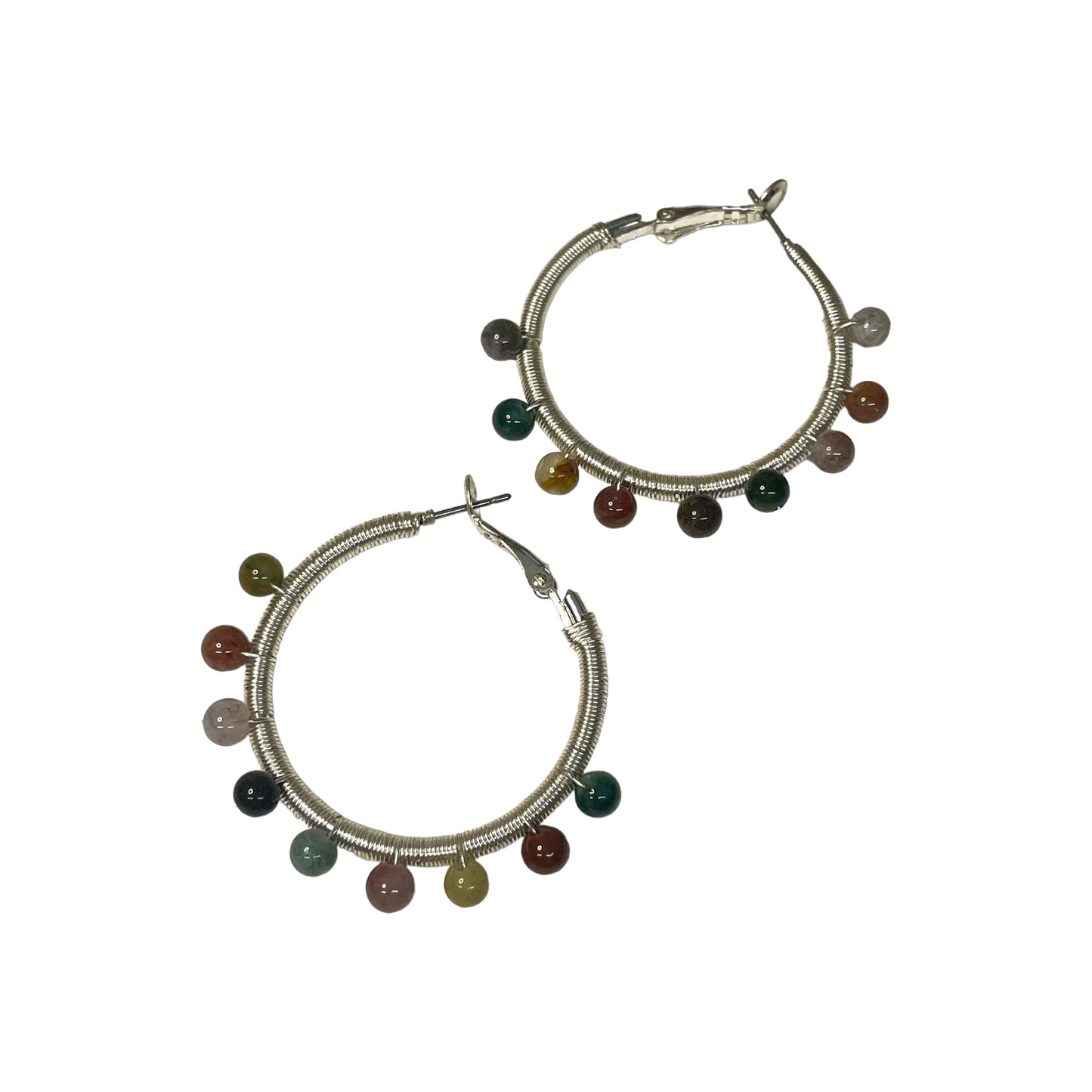 Indian Agate Wrapped Wire Hoops