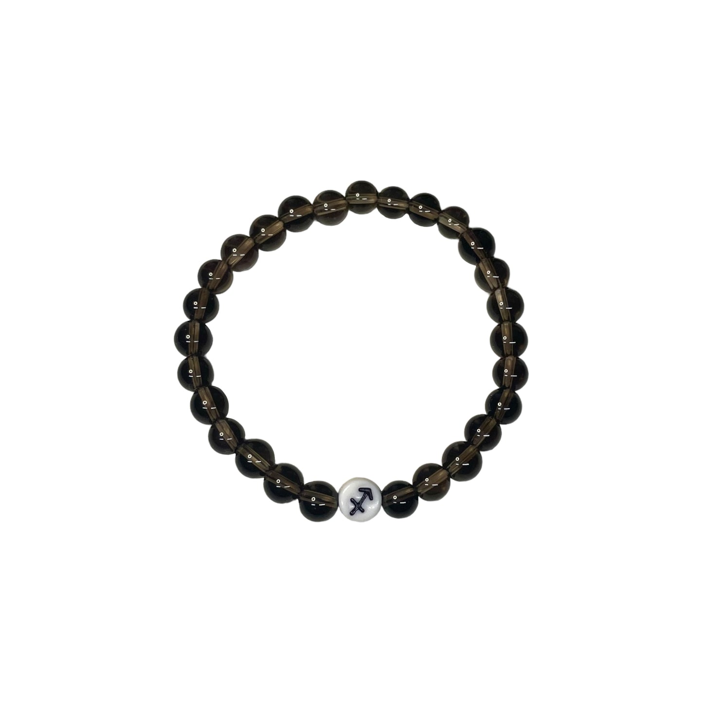 Sagittarius Zodiac Sign 6mm Smoky Quartz Crystal Bead Bracelet