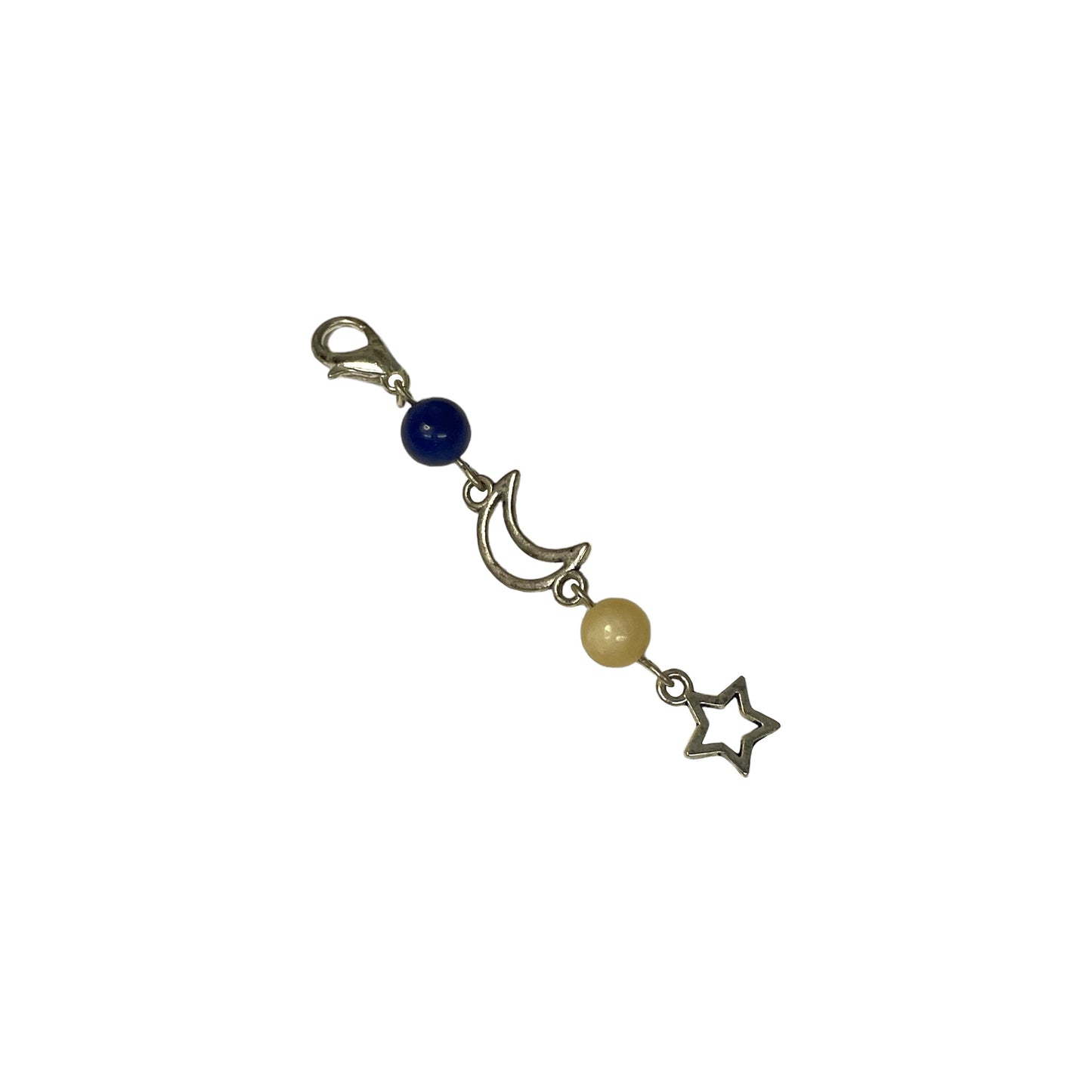 Sodalite, Honey Jade 6mm Crystal Bead With Hollow Sun And Moon Charm Keychain