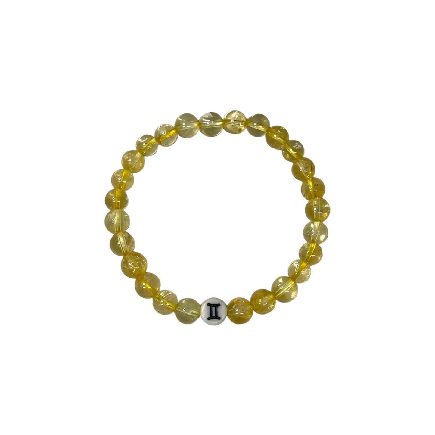 Gemini Zodiac Sign 6mm Citrine Crystal Bead Bracelet