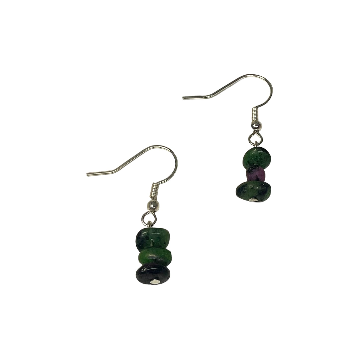 Ruby Zoisite Stacked Crystal Chip Earrings