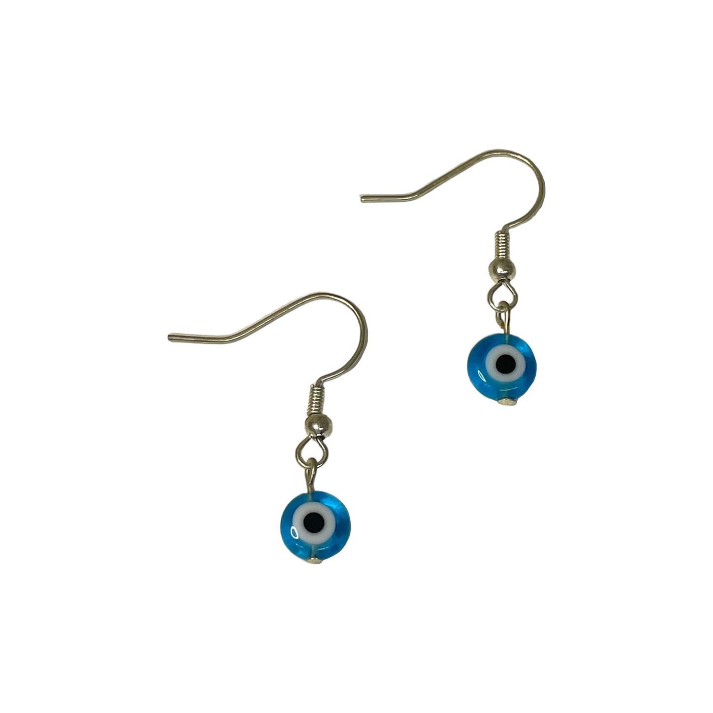 Light Blue Evil Eye 8mm Bead Earrings