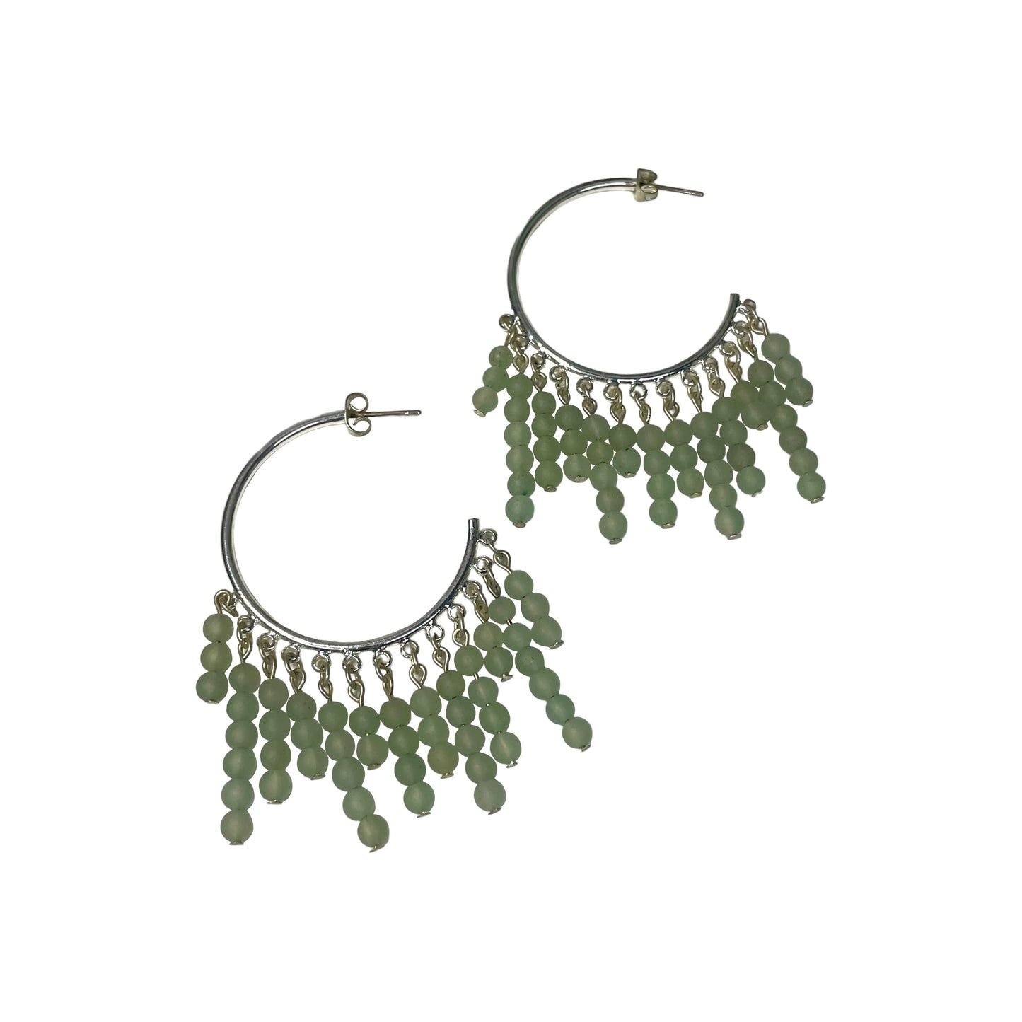 Matte Green Aventurine Crystal Hoops