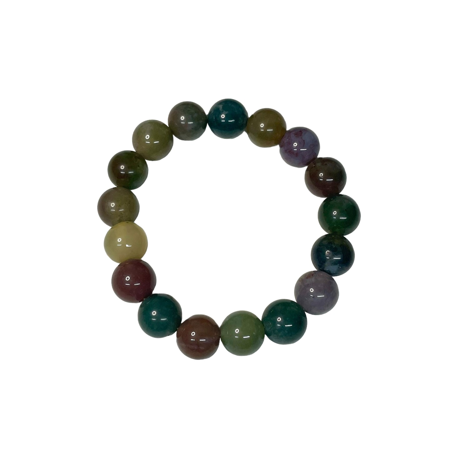 Indian Agate 10mm Crystal Bead Bracelet