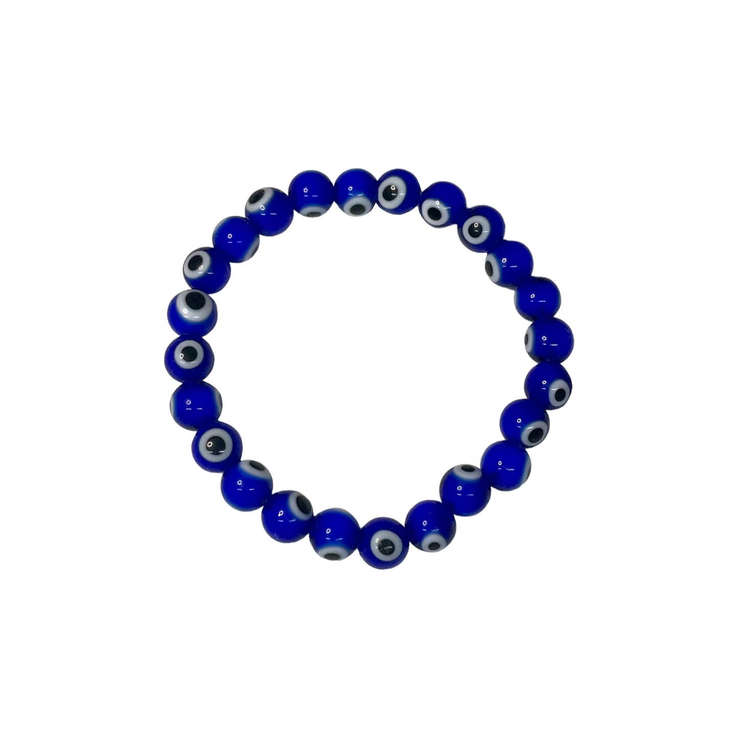 Dark Blue Evil Eye 8mm Bead Bracelet