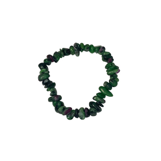 Ruby Zoisite Crystal Chip Bracelet