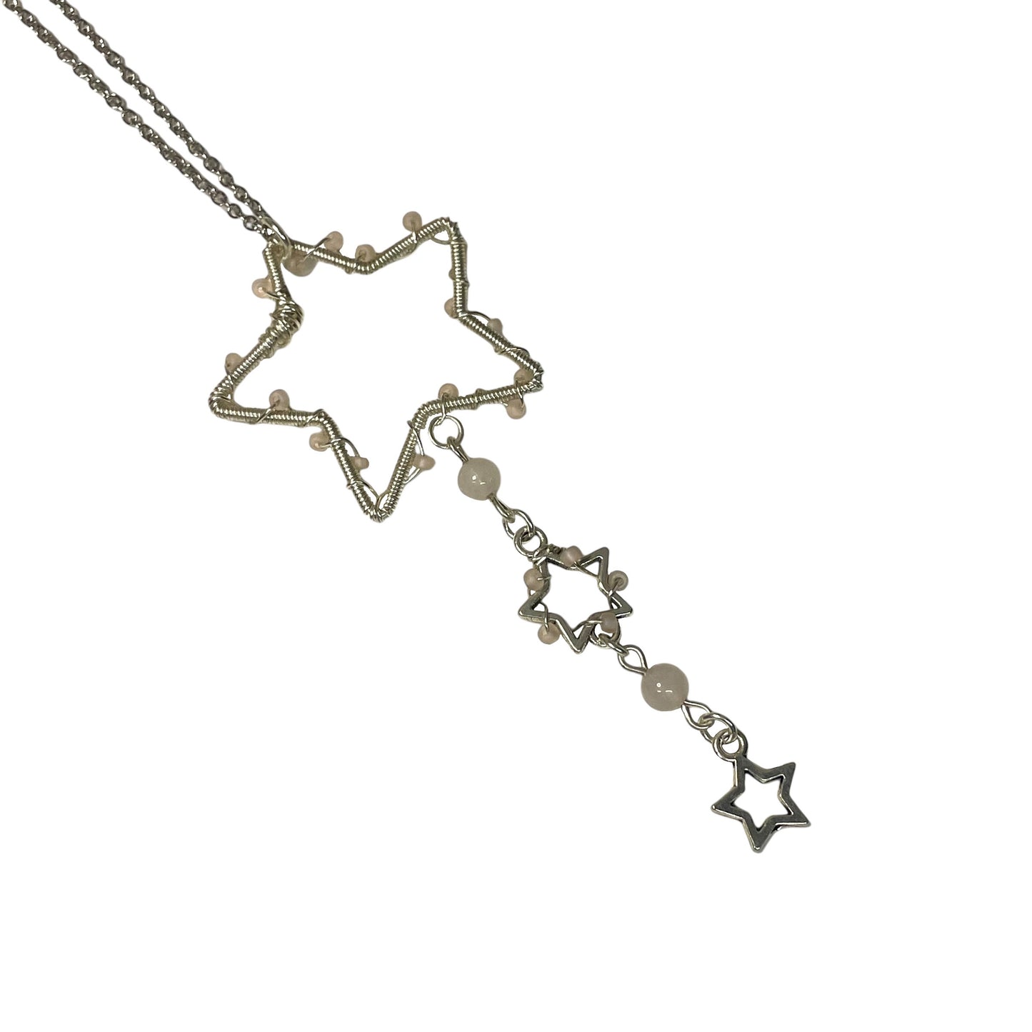 Wrapped Stars With Rose Quartz On Chain Necklace