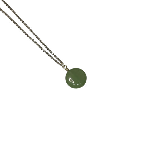 Green Aventurine Circle Crystal On Chain Necklace