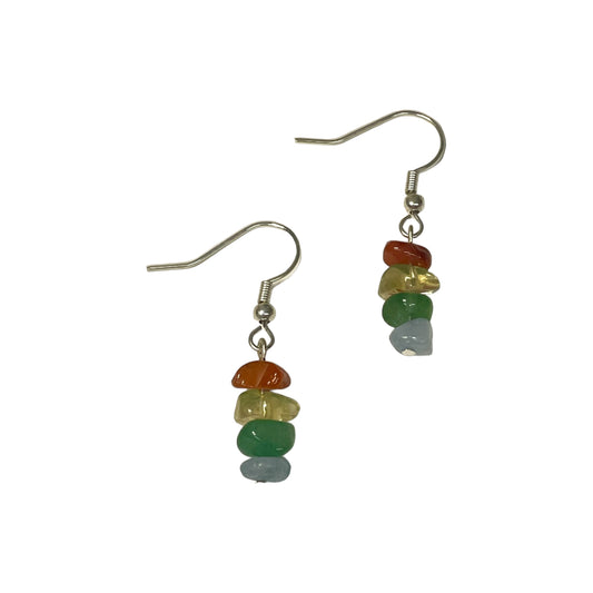 Rainbow Stacked Crystal Chip Earrings