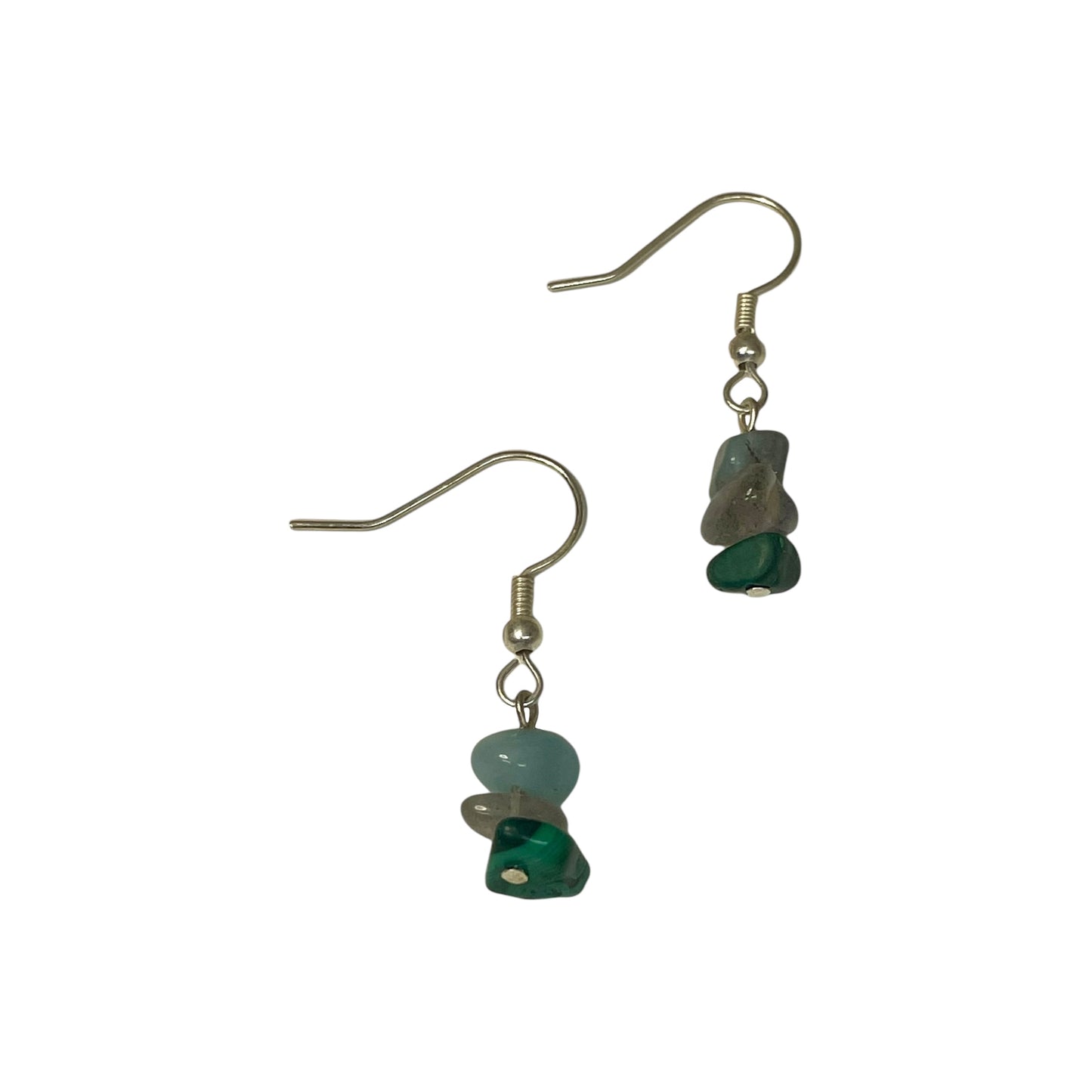 Sagittarius Zodiac Sign Stacked Crystal Chip Earrings (Amazonite, Labradorite, Malachite)