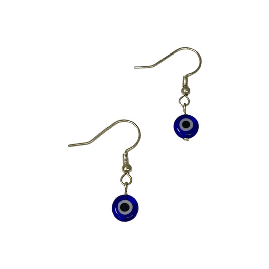 Dark Blue Evil Eye 8mm Bead Earrings