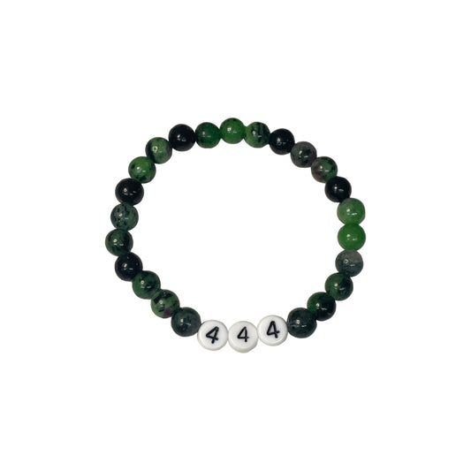 444 Angel Number Ruby Zoisite Crystal Bead Bracelet