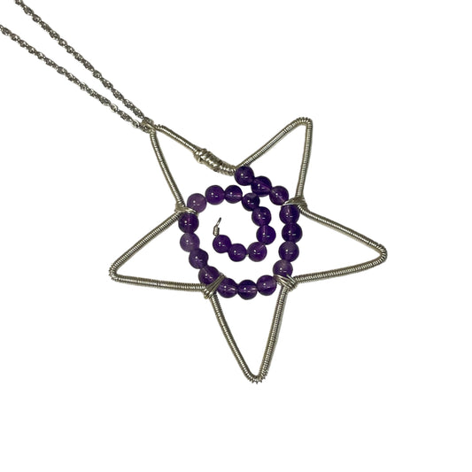 Wrapped Star With Amethyst Spiral On Chain Necklace