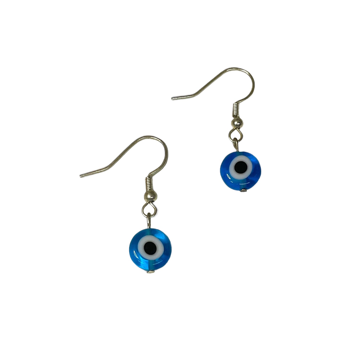 Light Blue Evil Eye 10mm Bead Earrings