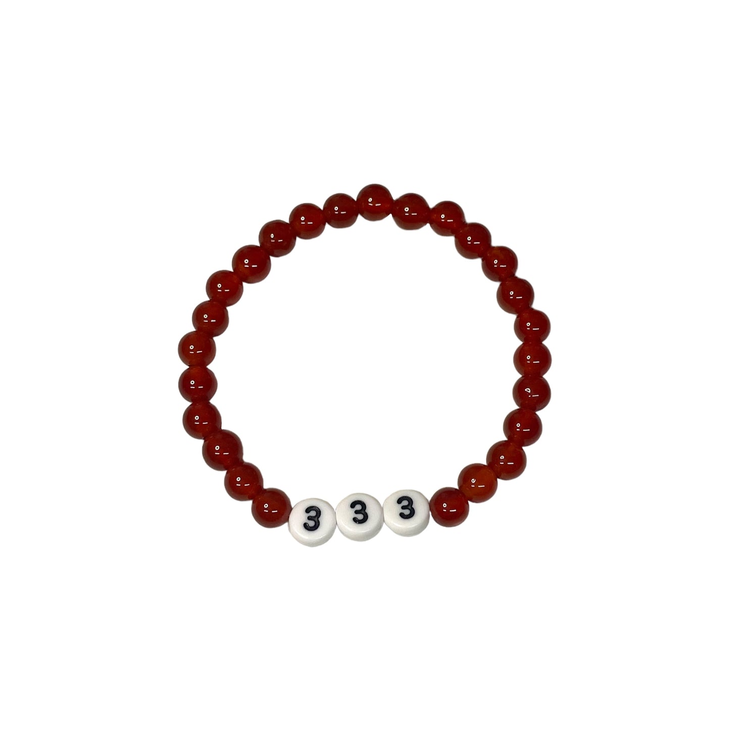 333 Angel Number Carnelian Crystal Bead Bracelet