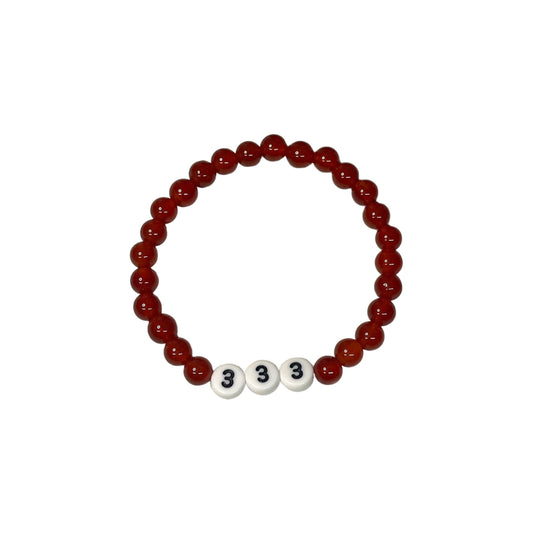 333 Angel Number Carnelian Crystal Bead Bracelet