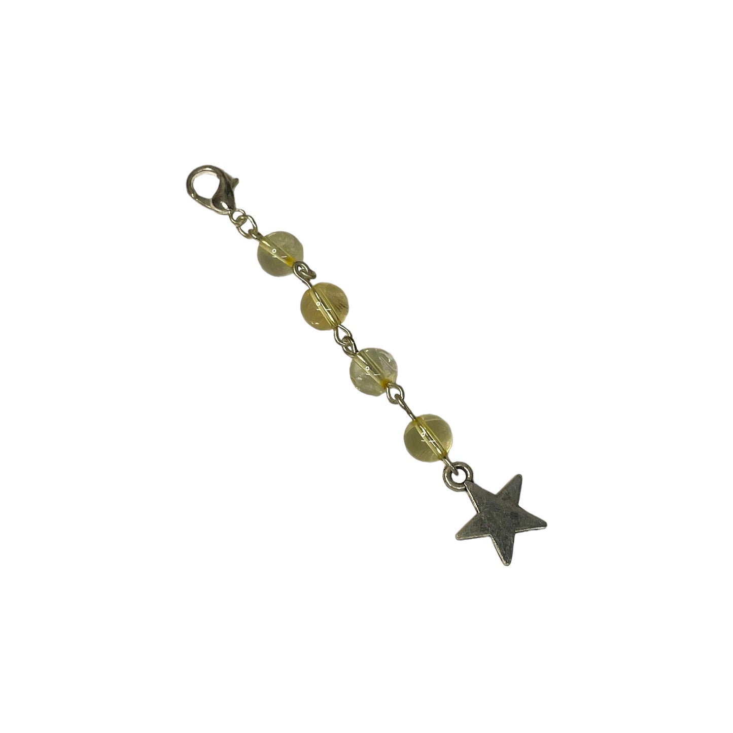 Citrine 6mm Crystal Bead And Star Charm Keychain