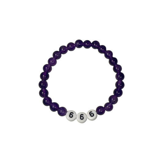 666 Angel Number Amethyst Crystal Bead Bracelet