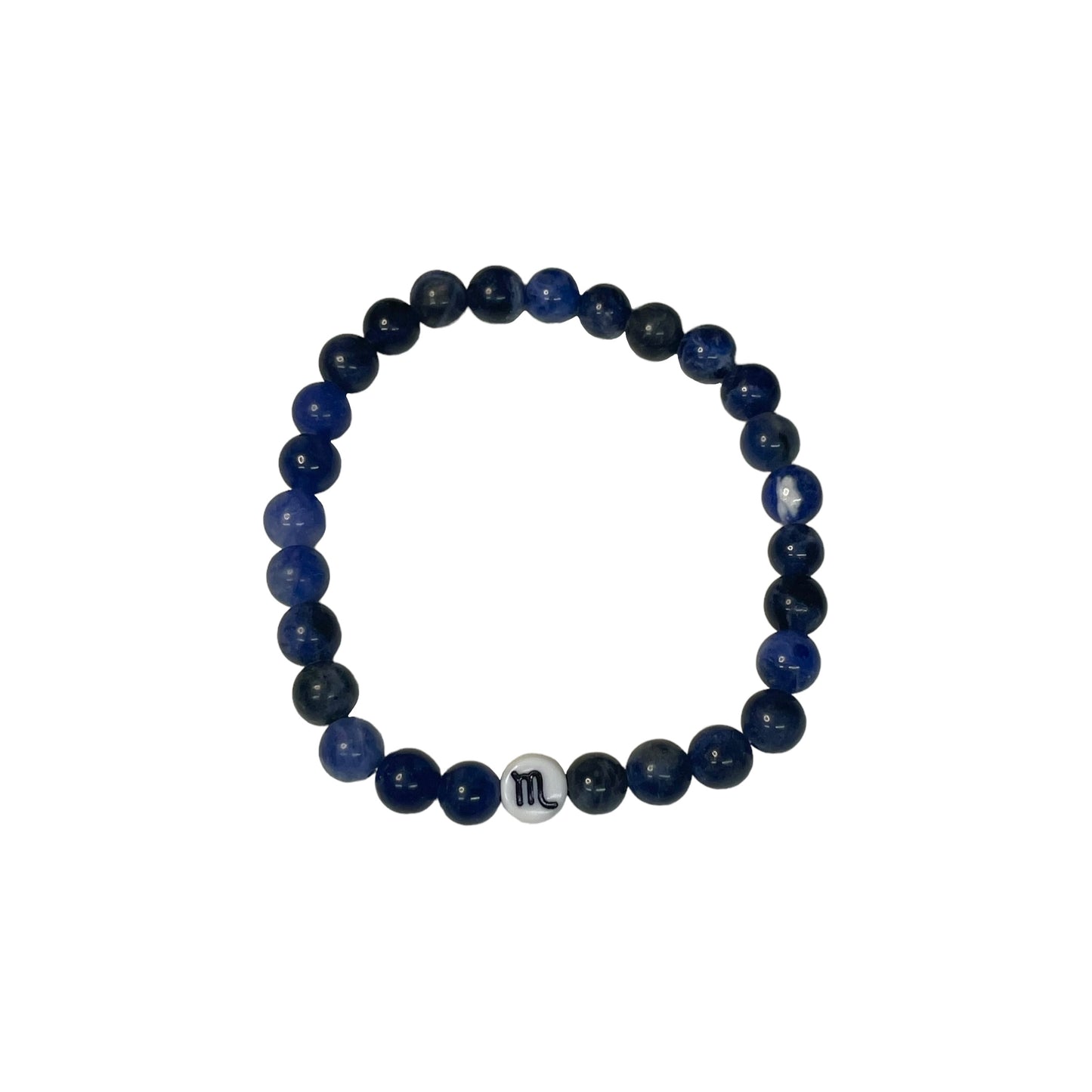 Scorpio Zodiac Sign 6mm Sodalite Crystal Bead Bracelet