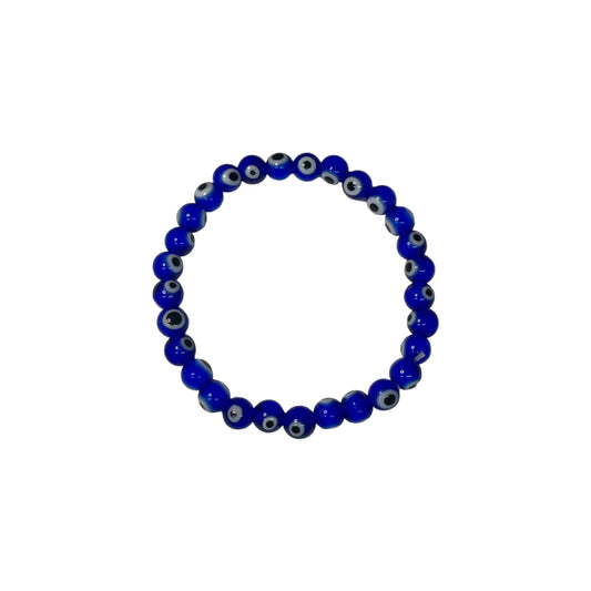 Dark Blue Evil Eye 6mm Bead Bracelet