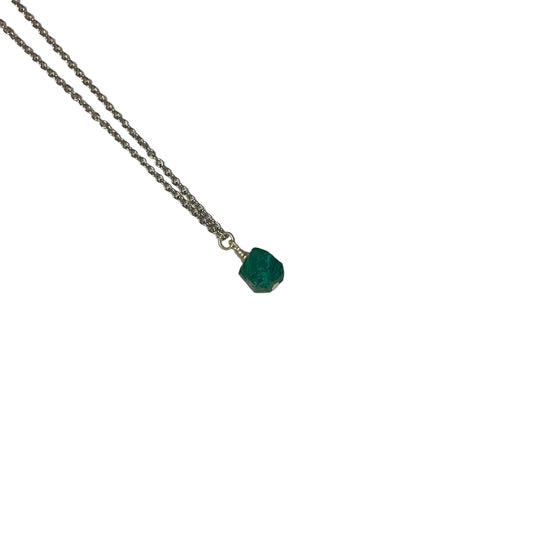 Malachite Raw Crystal Chunk On Chain Necklace