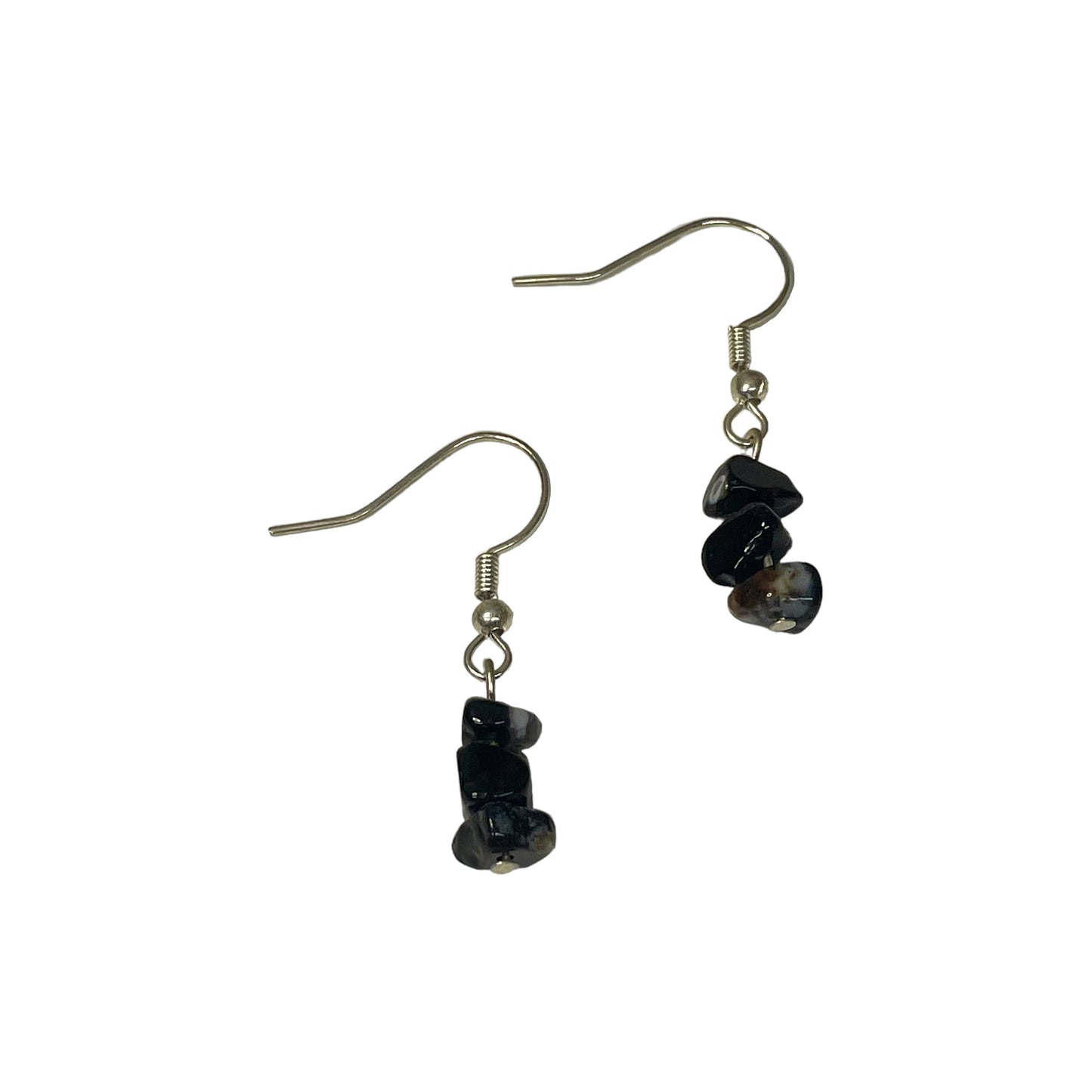 Black Agate Stacked Crystal Chip Earrings