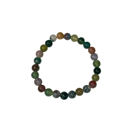 Indian Agate 6mm Crystal Bead Bracelet