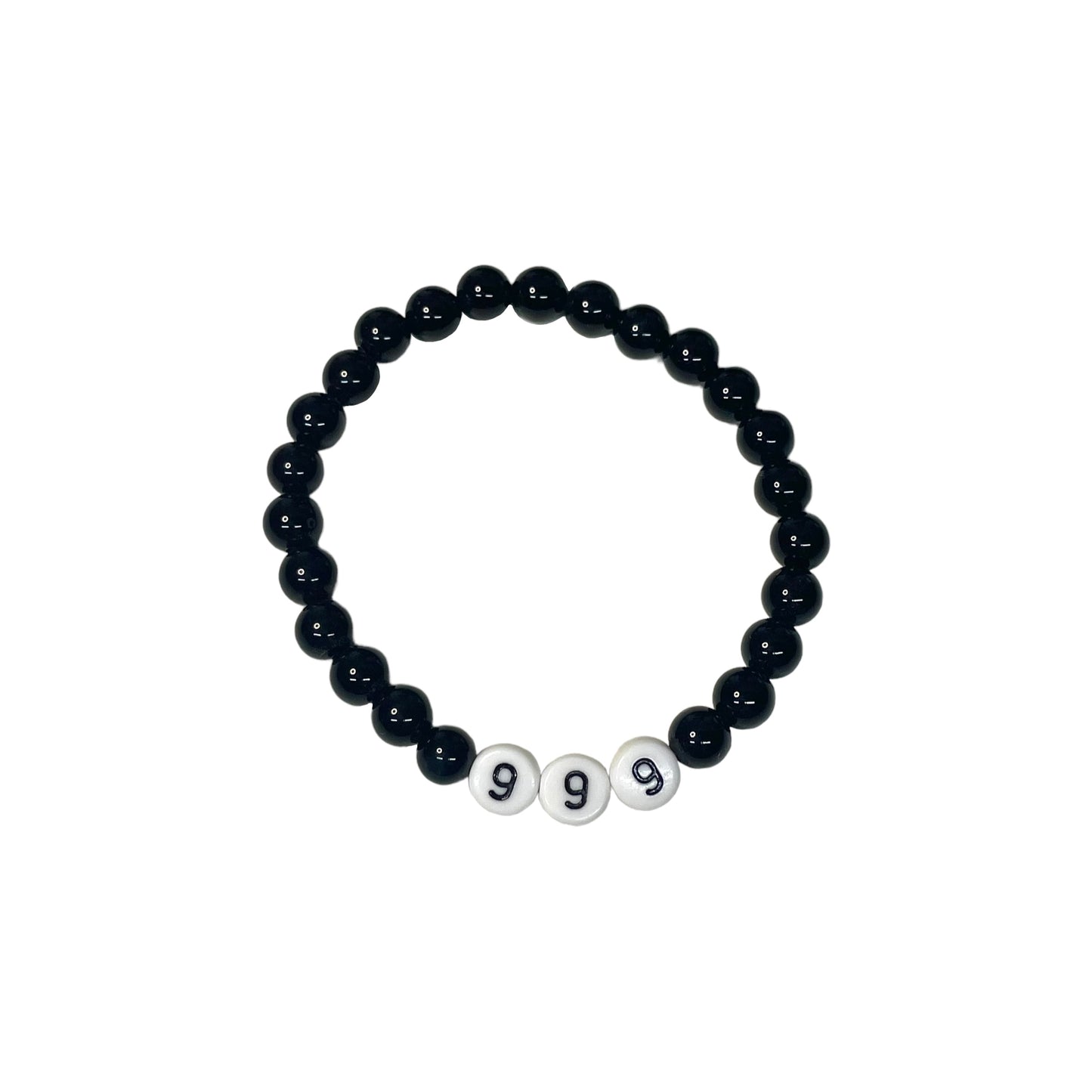 999 Angel Number Black Agate Crystal Bead Bracelet