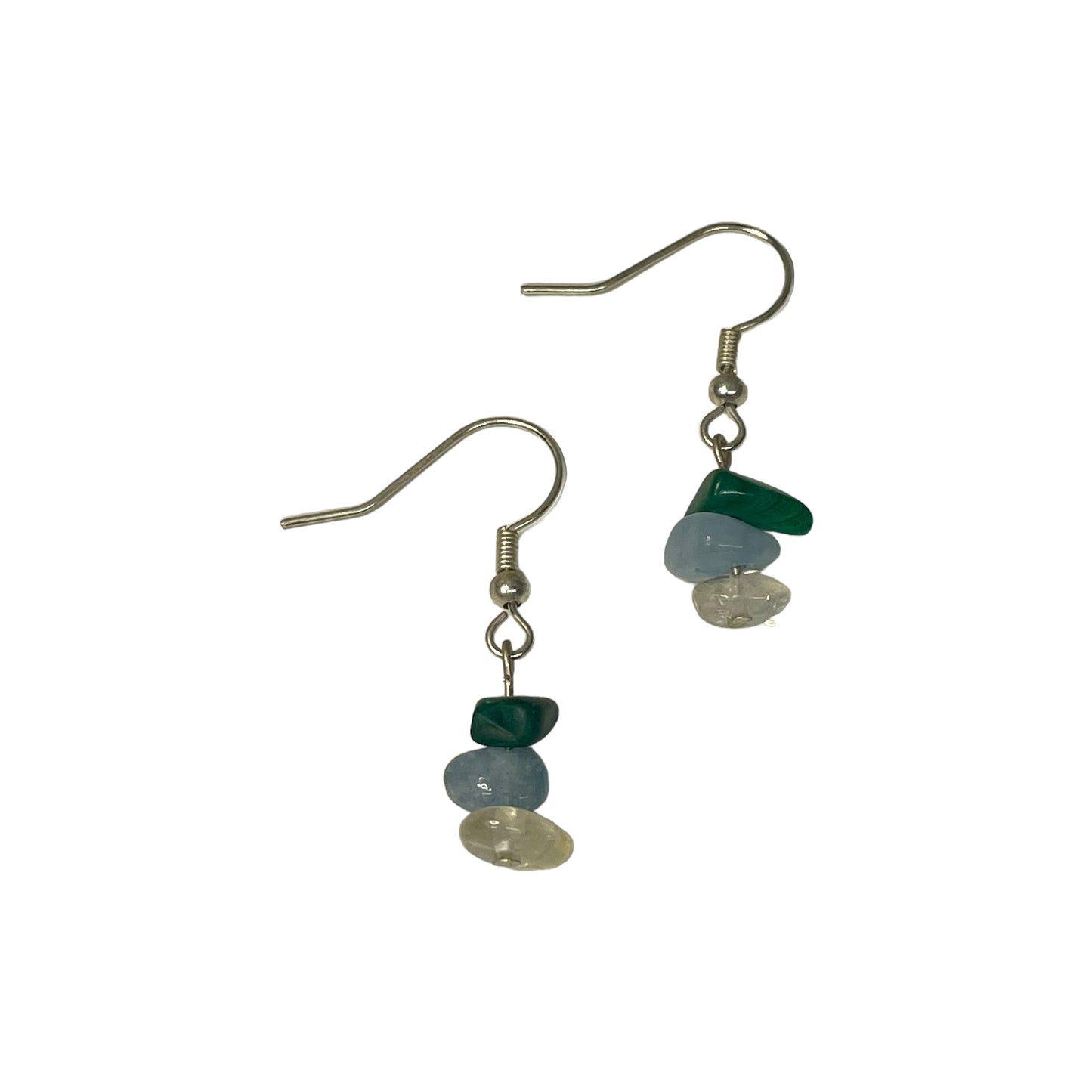 Scorpio Zodiac Sign Stacked Crystal Chip Earrings (Malachite, Aquamarine, Citrine)