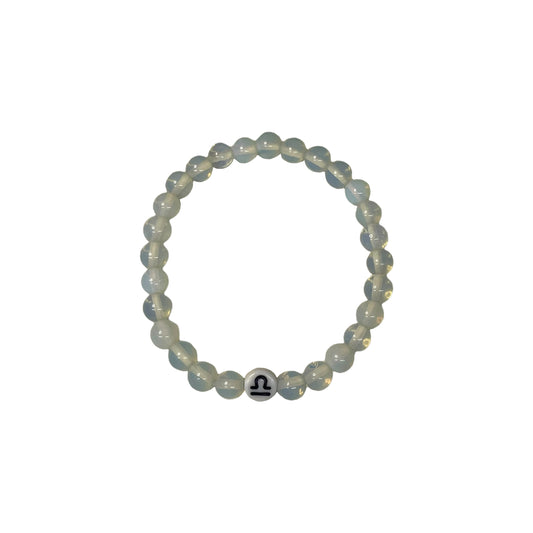 Libra Zodiac Sign 6mm Opalite Crystal Bead Bracelet