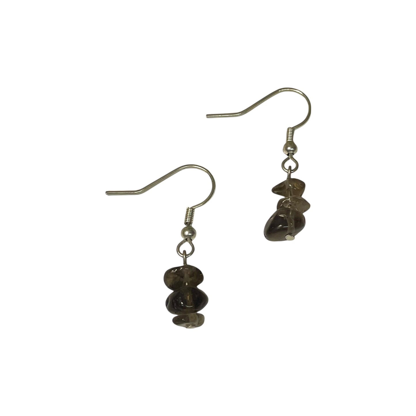 Smoky Quartz Stacked Crystal Chip Earrings