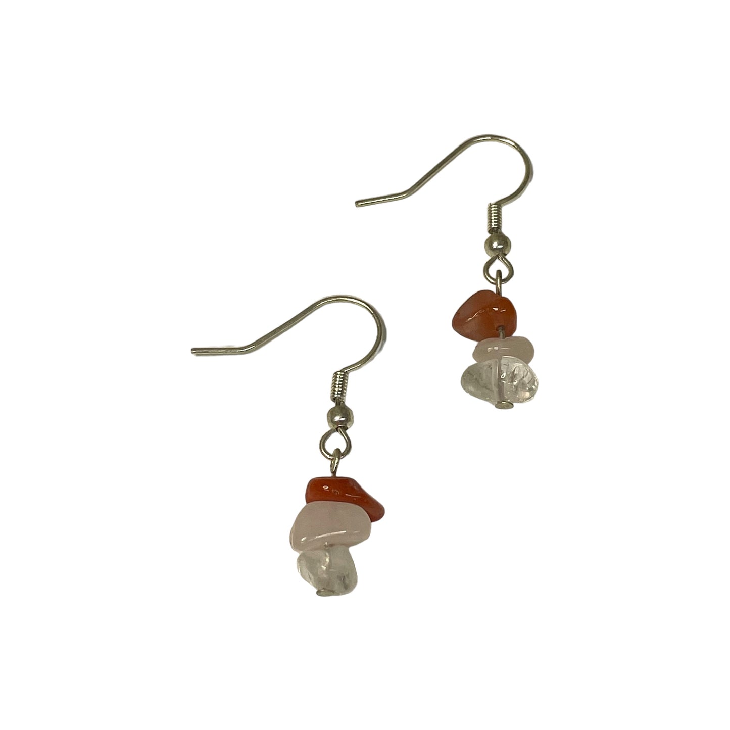 Aries Zodiac Sign Stacked Crystal Chip Earrings (Carnelian, Rose Quartz, Clear Quartz)