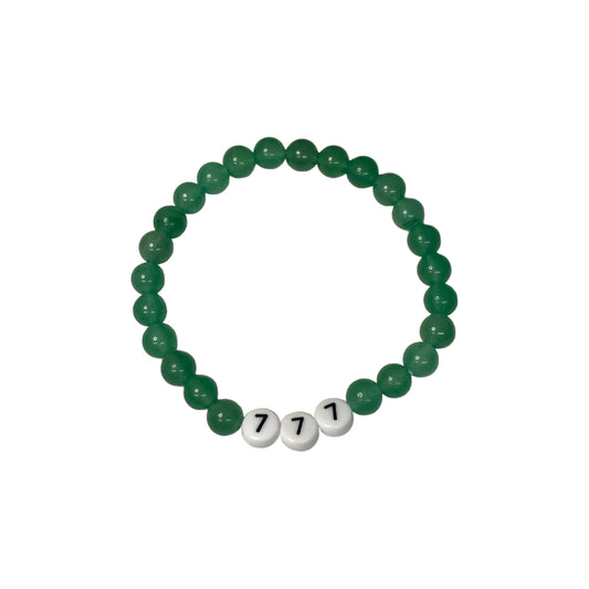 777 Angel Number Green Aventurine Crystal Bead Bracelet