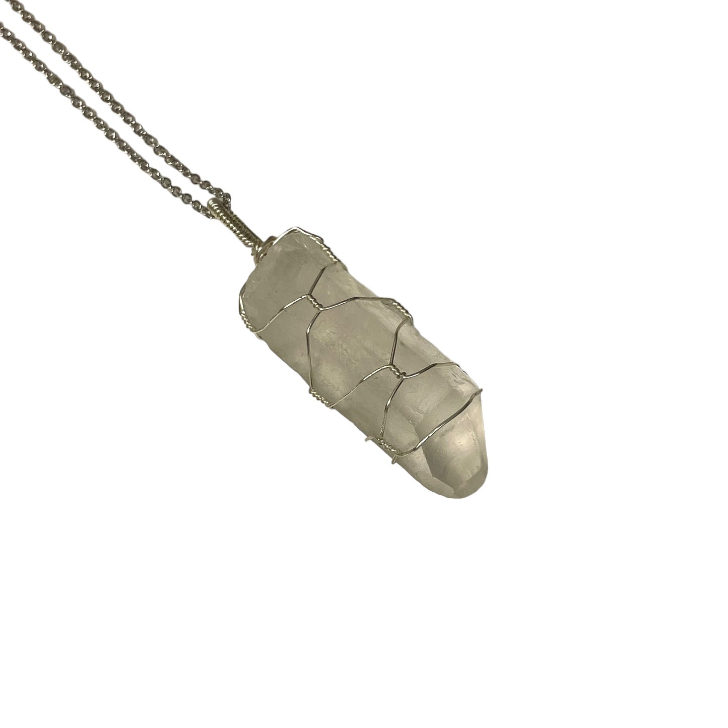 Wrapped Clear Quartz Pendant On Chain Necklace (1)