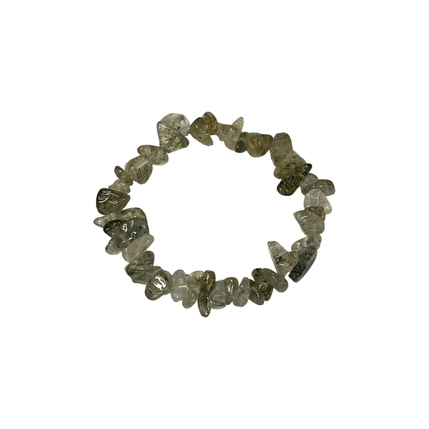 Green Rutilated Quartz Crystal Chip Bracelet