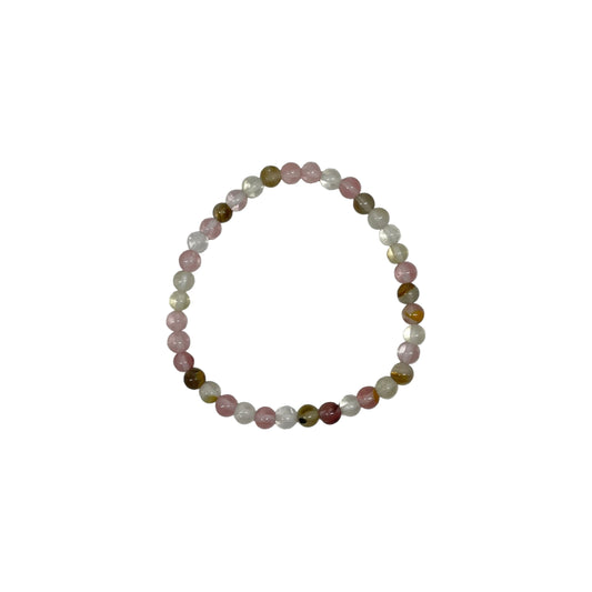 Tourmalinated Quartz 4mm Crystal Bead Bracelet