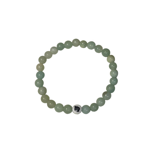 Virgo Zodiac Sign 6mm Amazonite Crystal Bead Bracelet